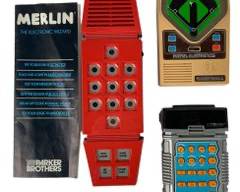 Vintage Handheld Electronic Games- 1978 Mattel Baseball, Texas Instruments Dataman, and 1978 Parker Brothers Merlin 6 Games In One
