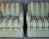 Designer High End Silk Velvet Striped Lounge Chairs
