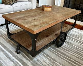(replica) wooden railroad cart coffee table