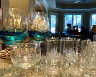 Nautical and golf themed glassware
