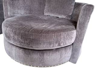 Oversized charcoal gray swivel chair