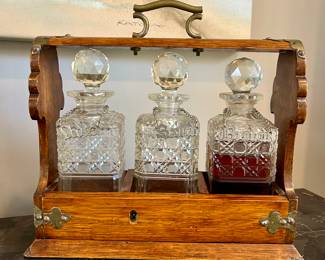 Antique crystal decanter set