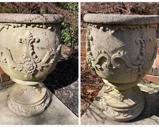 Pair of matching cement planters