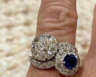 18k gold diamond & sapphire ring