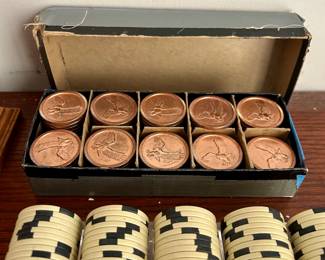 a variety of poker chips