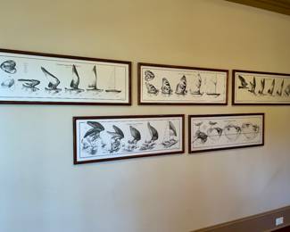 Framed prints by Jean Oliver Heron, each measures 15” tall x 41” wide. Purchased in San Francisco years ago. 