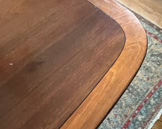 Large banded mahogany, walnut and ebony dining table circa 1900