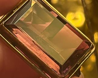 Massive Ametrine mourning brooch in gilt sterling  circa 1810…France 