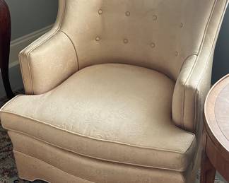 Pair of 1940s HOLLYWOOD tufted chairs in a great fabric!