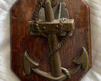 Old brass anchor plaque England 