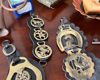 Brass Horse Bridle Medallions Leather Straps
