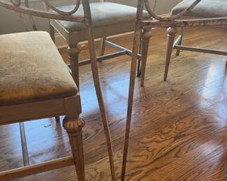 1920s wrought iron Hollywood Ivy glass top table.