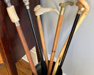 English cane collection in antler, gold and sterling