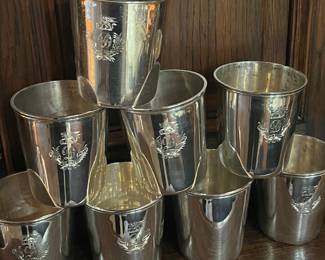 Large size sterling and HEAVY mint juleps set of 8