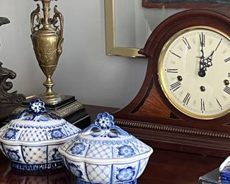 Antique blue and white covered tureens 