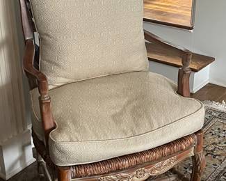 Pair of French walnut country armchairs.
