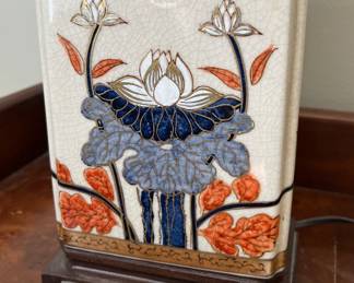 Old Imari lotus flower and cherry blossom lamp