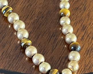 14k 1980s gold bead necklace 