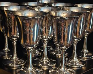 10 large sterling goblets circa 1920