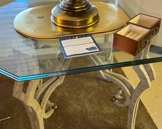 Glass top side table