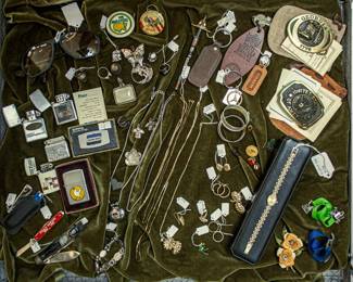 Zippo lighters, 14K gold, sterling silver, vintage belt buckles