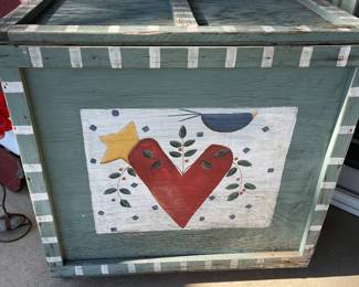 Hand painted box - used to hold garden items or wood 