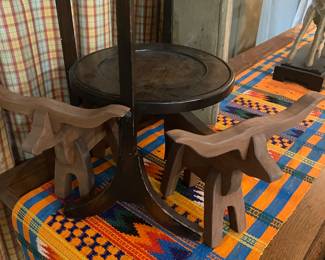 ** runner  not for sale ** (sorry its mine for staging ) but  these wood longhorns are !!