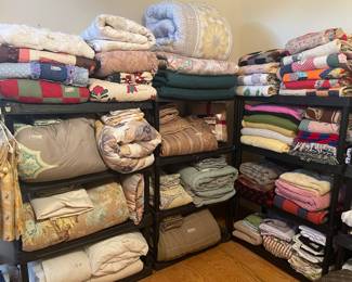  REAL DEAL vintage quilts  and so much more in  our huge linens room  -it took a village !!