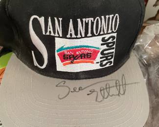 sean  elliott  signed spurs cap 