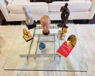 Mid Century Modern Chrome & Glass Coffee Table by Paul Mayan