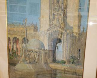 "Court of Abundance" Orig. Pastel by Isabel Hunter, 1915