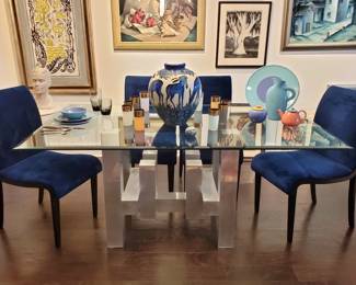 Mid Century Glass-Top Dining Table, Base by Paul Mayan for Habitat