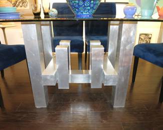Mid Century Glass-Top Dining Table, Base by Paul Mayan for Habitat (Can be tilted on it's side for a Coffee Table Base)