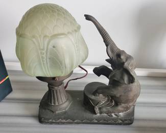 Deco Spelter Elephant Lamp