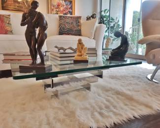 Exquisite MCM Chrome / Glass Coffee Table by Paul Mayan for Habitat