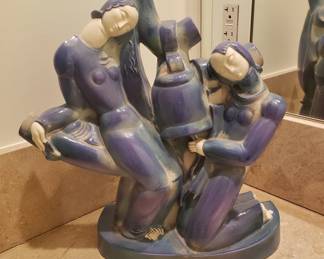 "Modern Dancers" Ceramic Figural Group by Karoly Fulup