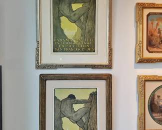 Two Original "Hercules" Panama-Pacific Expo Posters, 1915, one cut down, by Perham Wilhelm Nahl