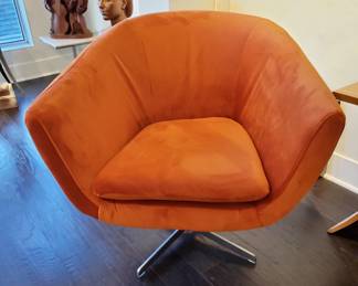 Sleek pair of MCM Pedestal Swivel Club Chairs from DWR - no longer available.