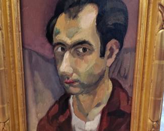 "Me"  Self Portrait by Peter Krasnow, listed, Exhibited at the Oakland Museum