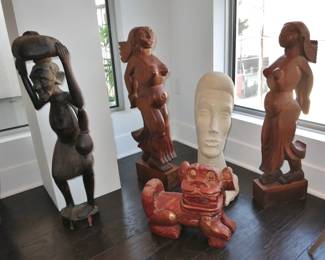 Assortment of Wood, Stone, African and Asian Carvings