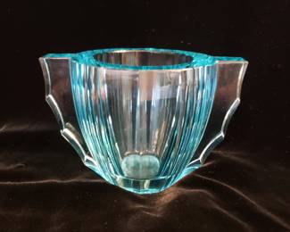 Gorgeous Art Deco Pale Blue Vase signed Daum Nancy, Marquise de Sevigne