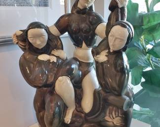Modernist Ceramic Figural Group by Karoly Fulup