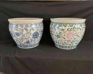 2 Asianstyle Porcelain Pots
