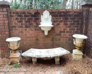 Outdoor Urns, Bench, Lion