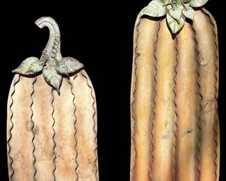 Two Metal Pumpkin Yard Easels