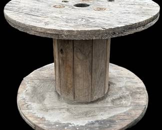 Large wooden spool 29 inch diameter, 21.5 inch height.