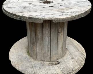 Large wooden spool 36 inch diameter, 26 inch height.