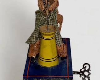 Antique Ives Clockwork Butter Churner Toy, 1874