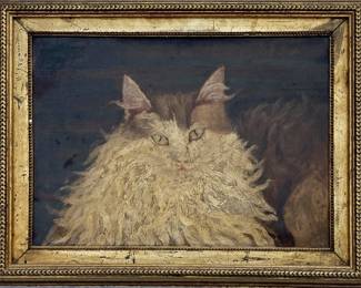 19th Century Persian Cat Painting, Signed E.J.H. 1898