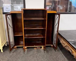 $400 USD     Early 1900's Antique Wood Display Cabinet WDI224-17      Add a touch of vintage charm to your home with our Early 1900's Antique Wood Display Cabinet! Handcrafted in the early 1900's, this stunning cabinet features intricate woodwork and a beautiful finish. Perfect for displaying your special treasures, this piece will bring character and history to any room.

Dimensions: 48 x 15 x 47H in

Condition: Used and in good condition.  3 shelves missing. Signs of wear commensurate of use and age. 

Location: Local pick up Portland, OR 97224.  Shipper suggestions available upon request.     https://goodbyhello.com/products/copy-of-antique-yellow-wardrobe-wdi224-16?_pos=14&_sid=f1836dac0&_ss=r